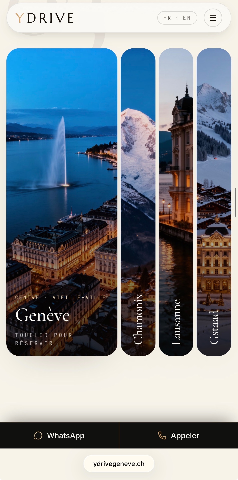 Site YDRIVE — choix de destination